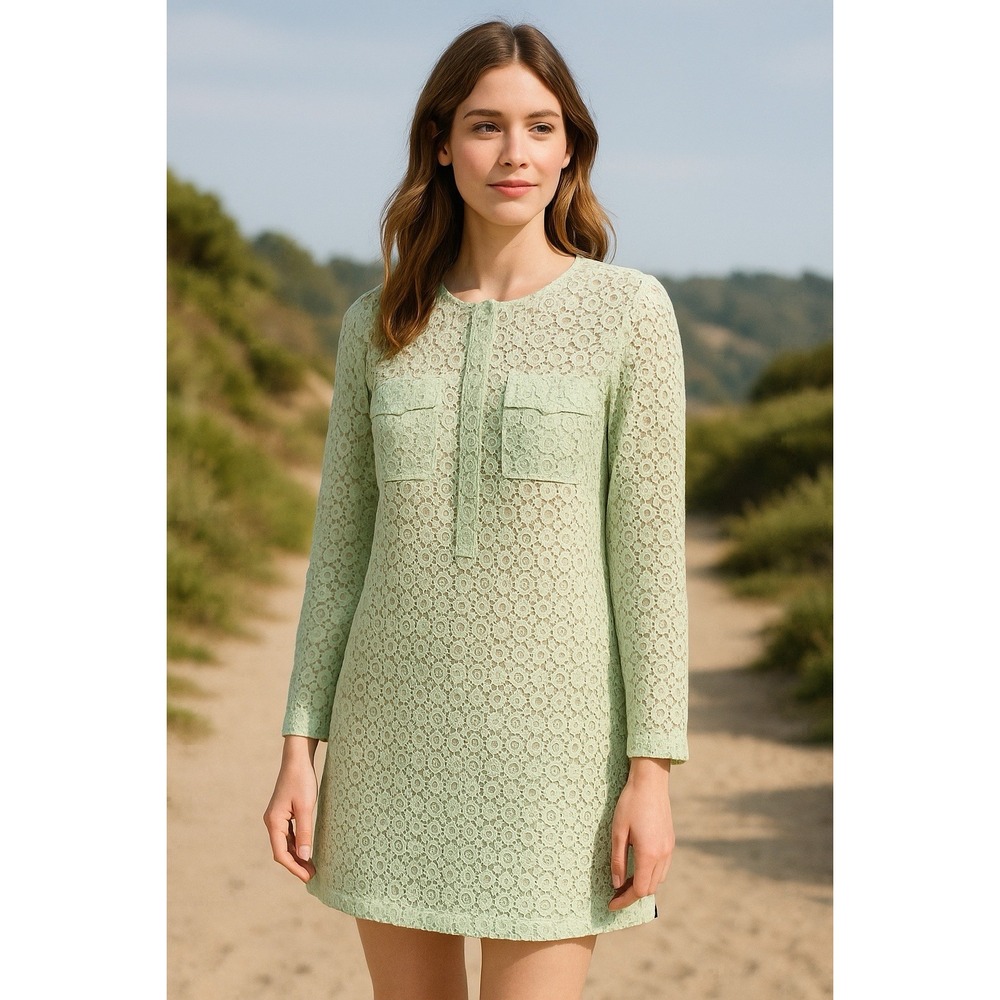 Victoria Beckham XTarget Dress Womens L Mint Green Lace Shift Tunic Formal Mod